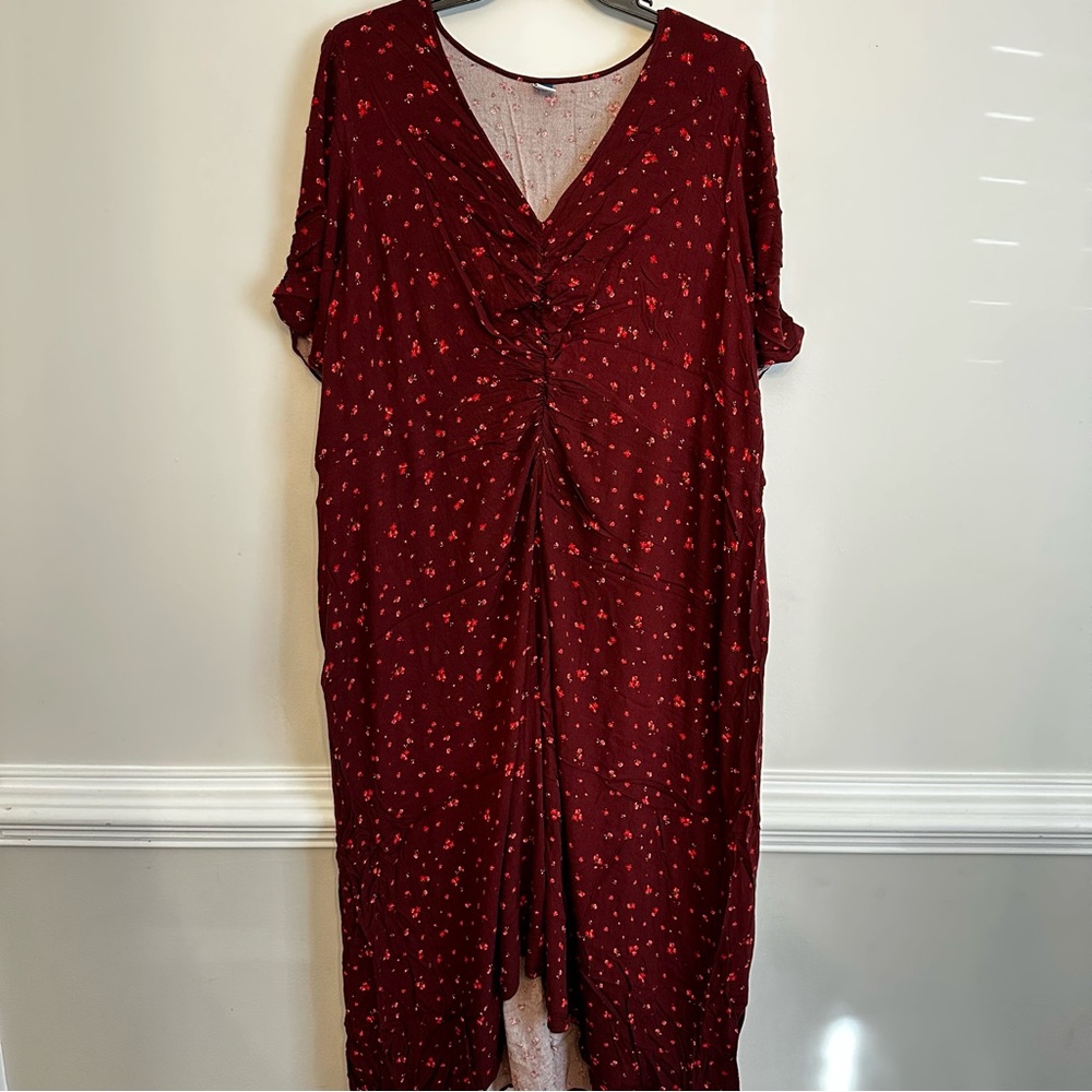 Old Navy Dark Red and Floral Dress